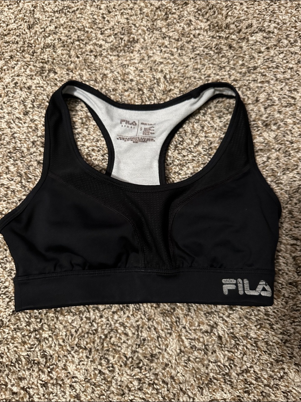 Fila Black Racerback Sports Bra with Silver Logo